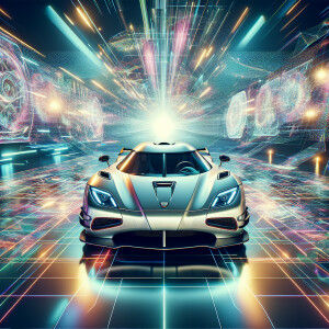 Need for Speed Koenigsegg car in the future, hologram background
