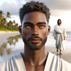 Create a 3-D realistic picture of a beautiful African-American J...