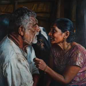 hyperrealistic painting 1:1, a sweaty beefy dangerous muscular v...