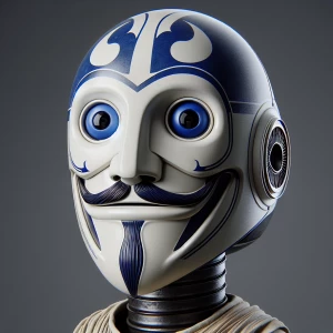 Photorealistic image taken with canon. R2d2 from Star Wars weari...