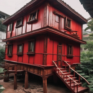 Beg red 4 floor house made from wood