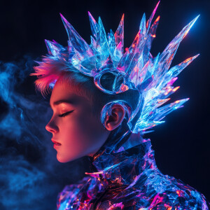 A character with air dynamic streamline hairstyle, wearing a cos...