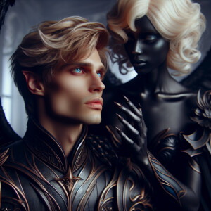 Caranthir-Ar-Fieniel from the Witcher kneels down before Queen T...