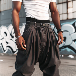 Black guy sagging his pants below his knees