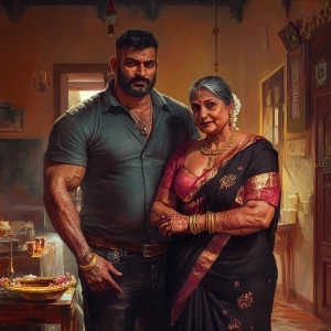 (Realism art),a man (muscular beefy ,sweaty criminal)celebrating...