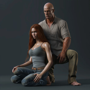 A photorealistic high resolution image. Light ginger haired fema...