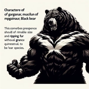 Big fat beefy black bear-like character