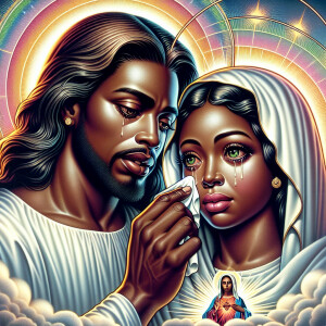 Ensure that the image distinctly represents both Jesus Christ an...