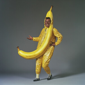 A man in a banana costume