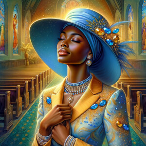 A spiritually enriching illustration portrays an African America...