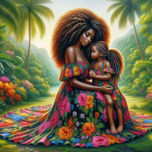 A tender depiction of a Bohemian mother with her child, both sty...