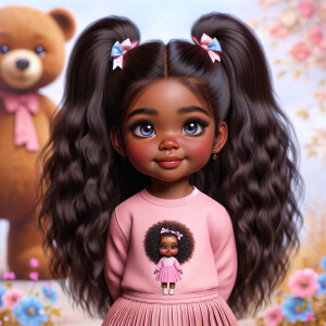 Refine the 3D realistic image of a four-year-old African-America...