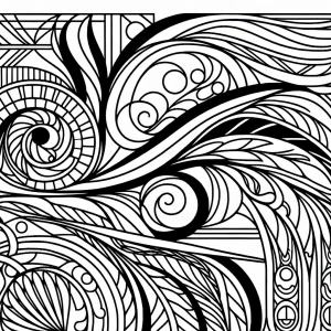 Create an adult coloring page featuring thick, bold vector lines...