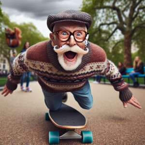 Funny and crazy caricature of a 95 year old American grandpa in...