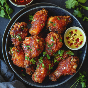 Deep fried battered whole chicken wings