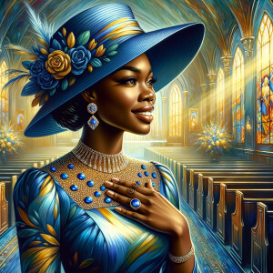 A spiritually enriching illustration portrays an African America...