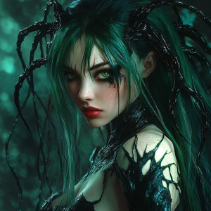 Morrigan Aensland covered in Venom symbiote