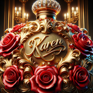 Craft an image of an ornate perfume bottle, with a luxurious des...