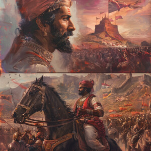 1. Top Middle: A detailed and realistic depiction of Shivaji Mah...