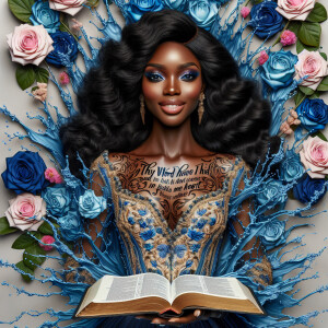 Create an image of an ultra-light-skinned African-American woman...