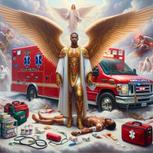 Create a realistic 3D oil painting depicting a scene of emergenc...