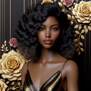 Create a vertical 3-D portrait of a light-skinned African-Americ...