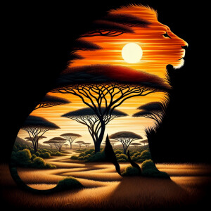 Create an abstract, artfully manipulated natural landscape of an...