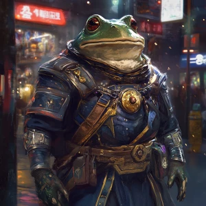 character that resembles a frog in exquisite armor. Its skin is...