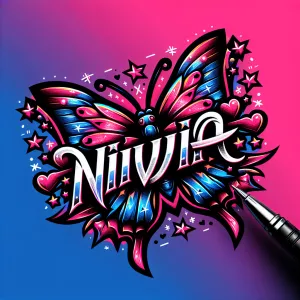 Design a bold and edgy logo with butterflies and the word 'NIVIA...