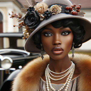 Create an image of an elegant African-American woman with a pois...