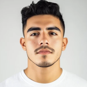 Generate an image of a 22-year-old Mexican American man with a c...