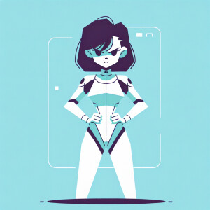 1990s anime screencap, girl a plugsuit, standing with hands on h...