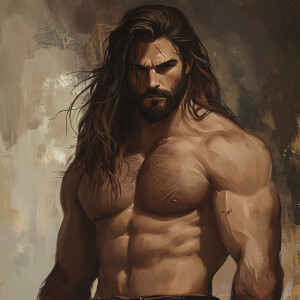 bara, manly, male, hairy chest, body hair, long hair