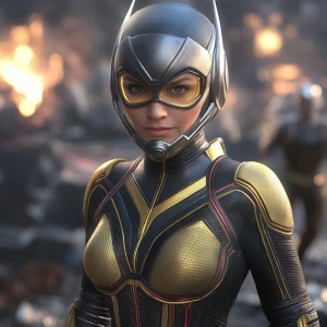 Hope Van Dyne, the Wasp, wields the powers of the Pym Particle t...