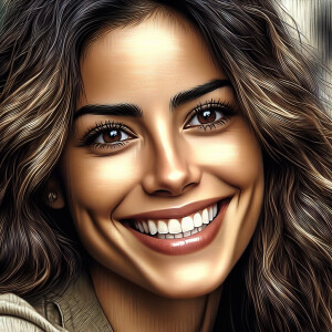 A beautiful brunette woman, smiling at the camera