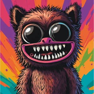 Stylized character  portrait of a mischievous designer toy creat...