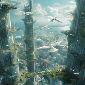 Imagine a utopian future of sea moss and winged gods and goddess...
