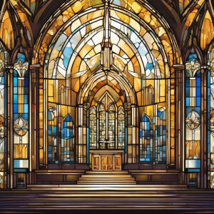 Create a glass deco illustration just like what people see in a catholic church