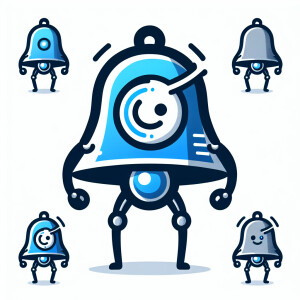 Cartoon bell with technology