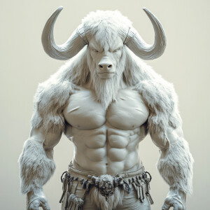 A White Man-Buffalo with extra huge muscles 3DCHARACTER photorea...