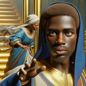 Create a 3-D Realistic image of a handsome African-American Jesu...