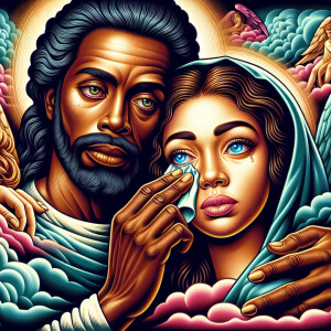 Ensure that the image distinctly represents both Jesus Christ an...