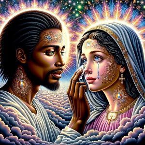 Ensure that the image distinctly represents both Jesus Christ an...