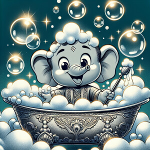 Character design A cute small Boy-elephant Hybrid smiling taking...