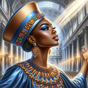 Create an airbrush oil painting of an African American woman wit...