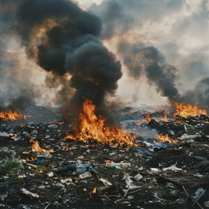 burning trash dump
