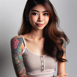 Asian girl with tatoos