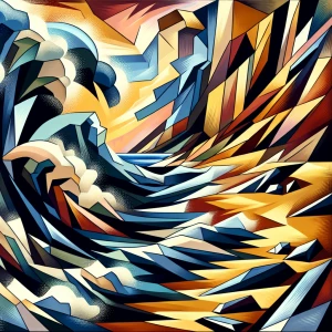 powerful waves crashing against a sandy beach and colliding with...