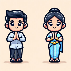 Create a full-body cartoon-style male and female character perfo...
