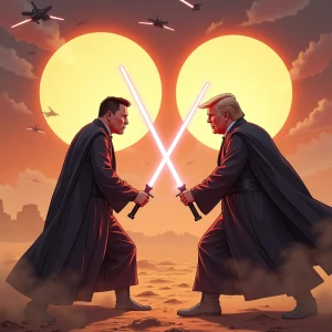 Comic book-style Star Wars-inspired duel between Elon Musk and D...